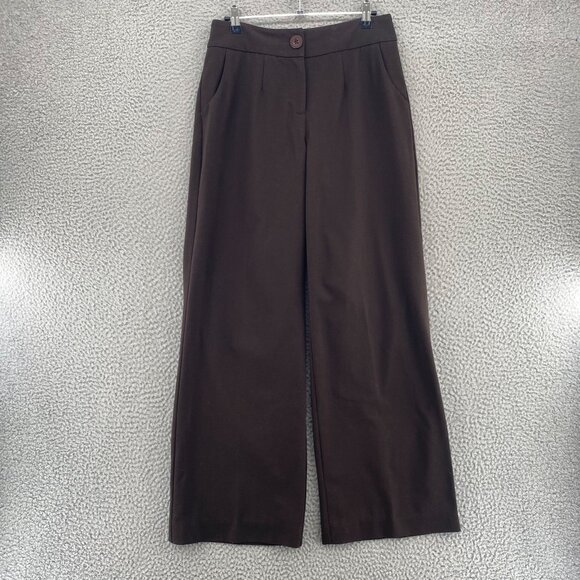 Chicos Pants Womens 0 US 4 Short Brown Wide Leg Stretch Office Career Everyday - Picture 1 of 12